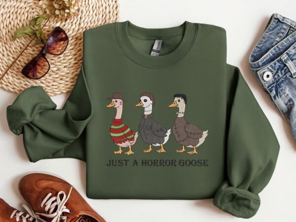 Halloween Embroidered Ghost With Coffee Sweatshirt, Spooky Season Sweater