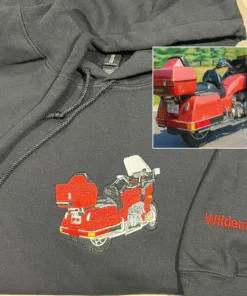 Custom Embroidered Car Sweatshirt – Personalized Motorcycle Photo Hoodie – Gift for Car Lovers: Boyfriend, Husband, Dad