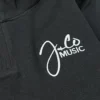 Black quarter-zip with a white signature-style business logo for a music studio on the left chest