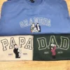 Blue GRANDPA, sand PAPA and green DAD sweatshirts with embroidered family portraits from photos and EST years